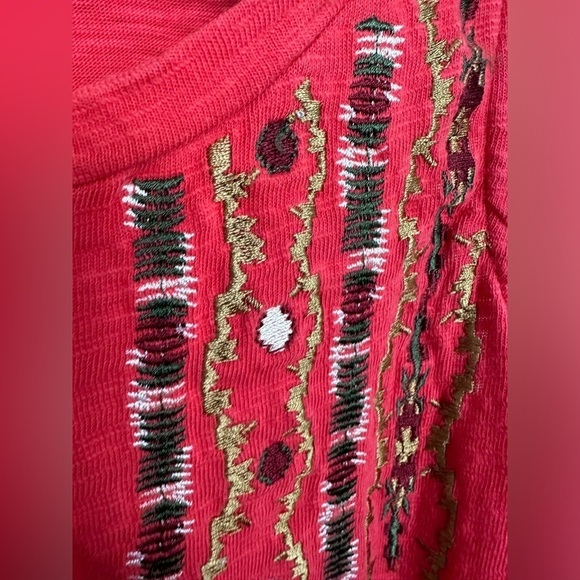 Sanctuary Red Slub Embroidered Tank Top Sz M - Picture 5 of 8